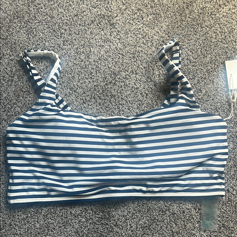 Carve Designs Blue and White Striped Swim Top